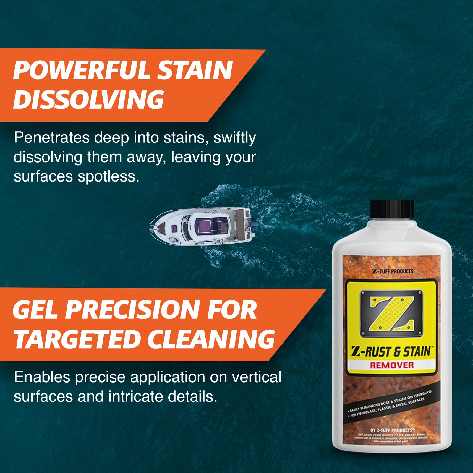 Z-Hull Rust & Stain Remover Gel – Instant Marine Hull Cleaner for Fiberglass …