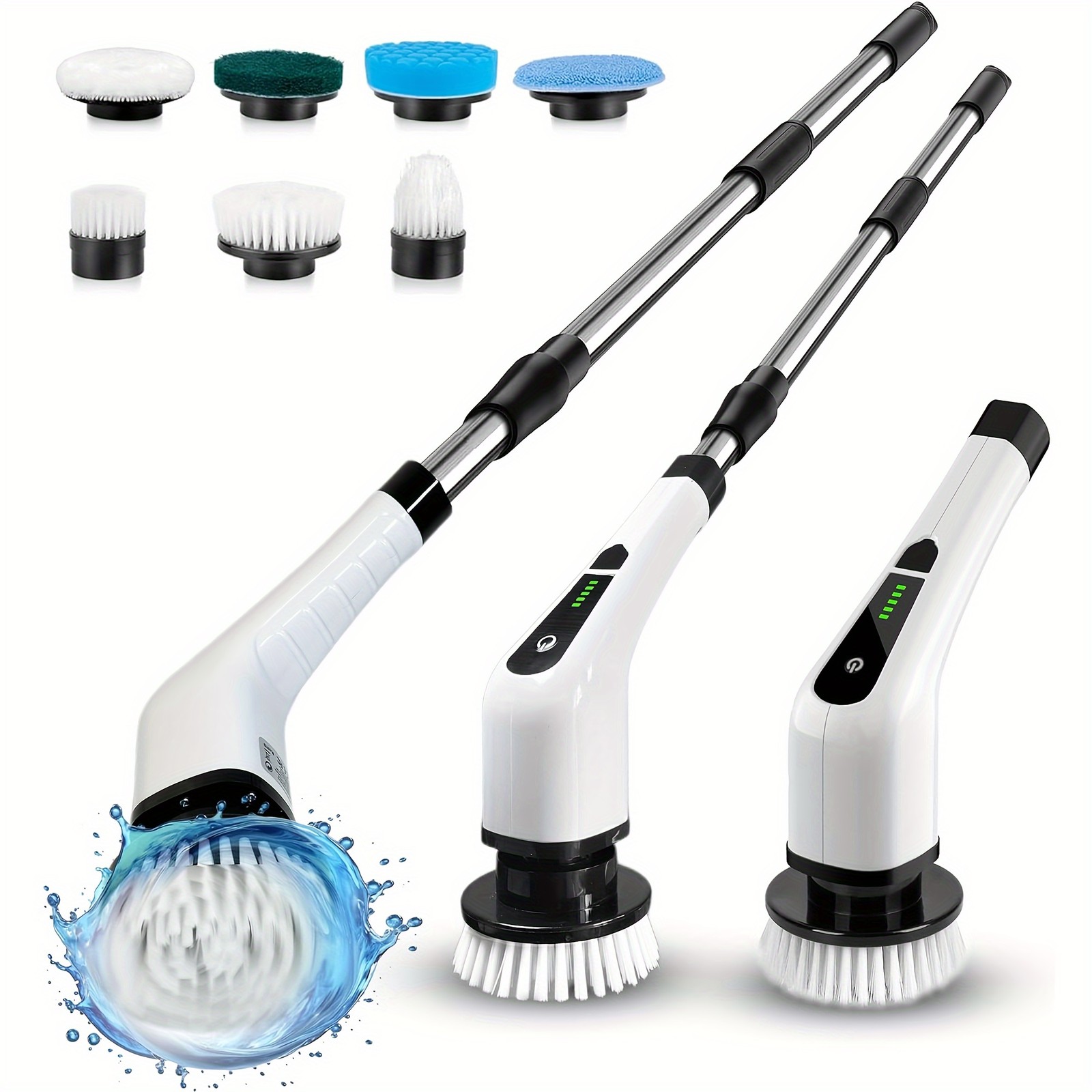 7 Heads Electric Spin Scrubber Cordless Bath Tub Power Scrubber with Handle