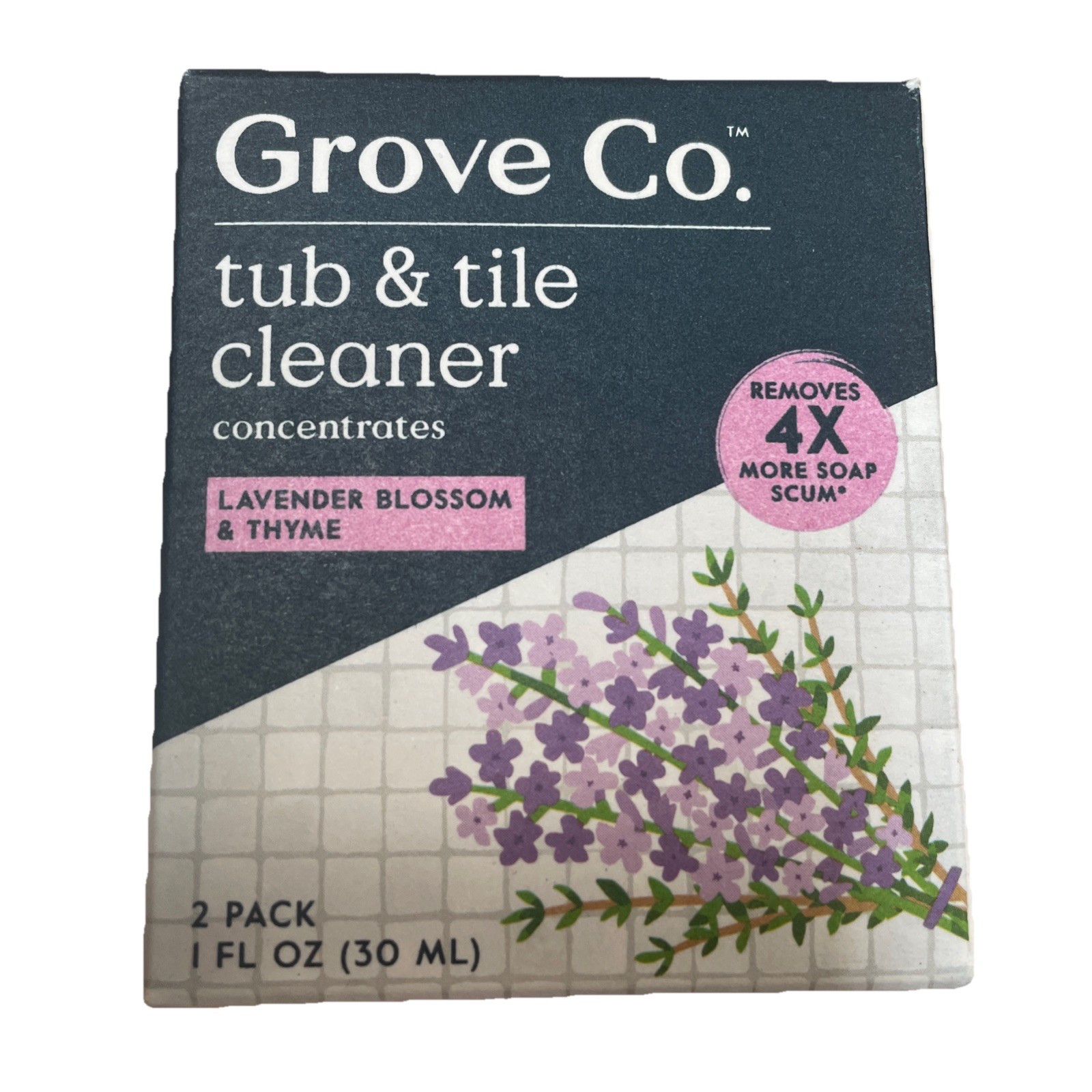 Grove Co Tub & Tile Cleaner Concentrate (2 Pck) Lavender Blossom & Thyme 2 boxes