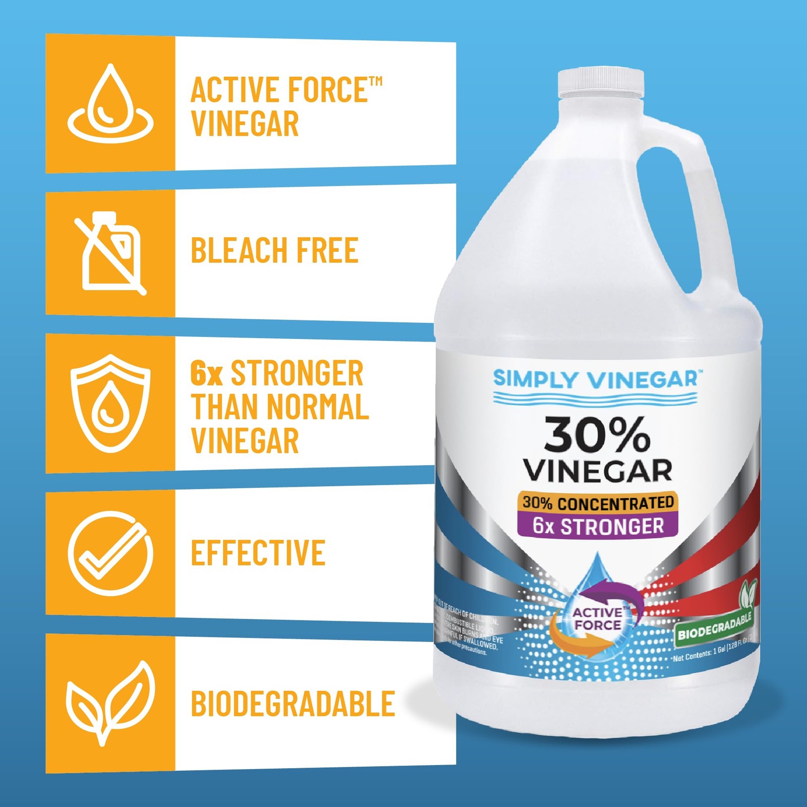 Simply Vinegar 30% – Pure Concentrated 128 Fl Oz (Pack of 1)