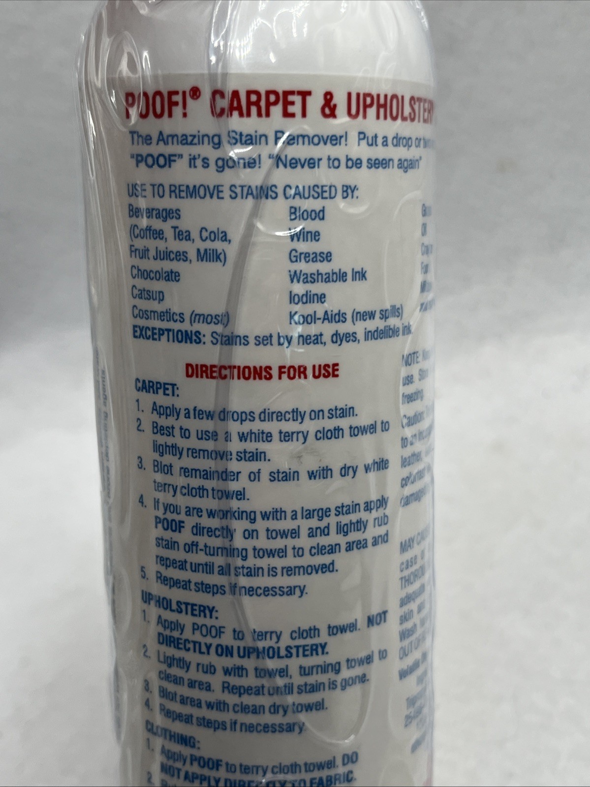 Poof Stain Remover Environmentally Safe Liquid 8oz Open Box