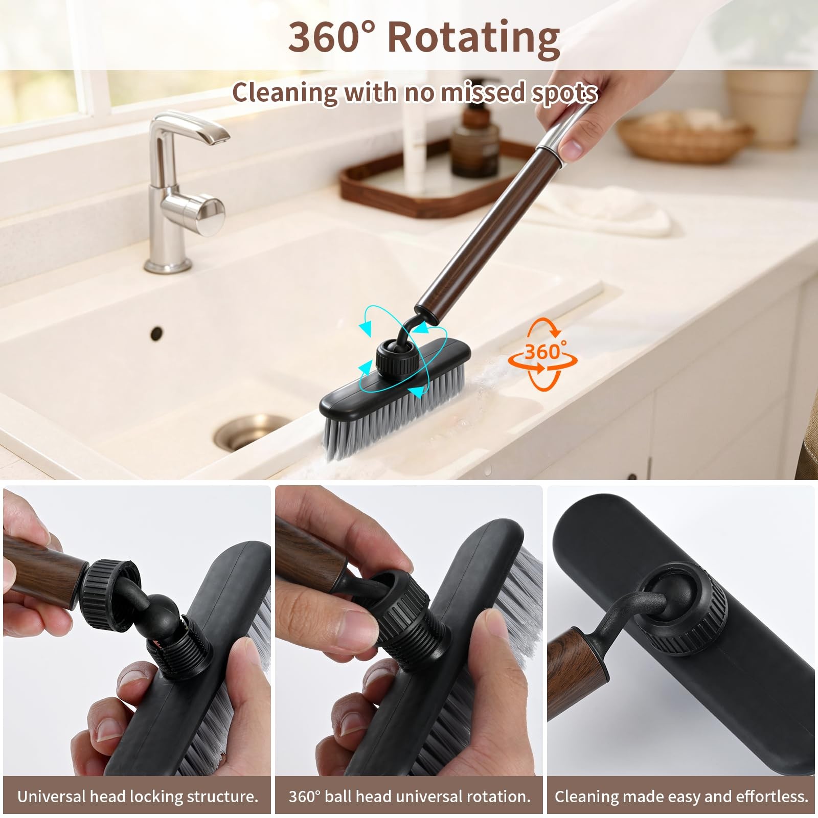 Kitchen Scrub Brush for Dishes, 360° 6-in-1 Kitchen Brushes for Dishes, House…