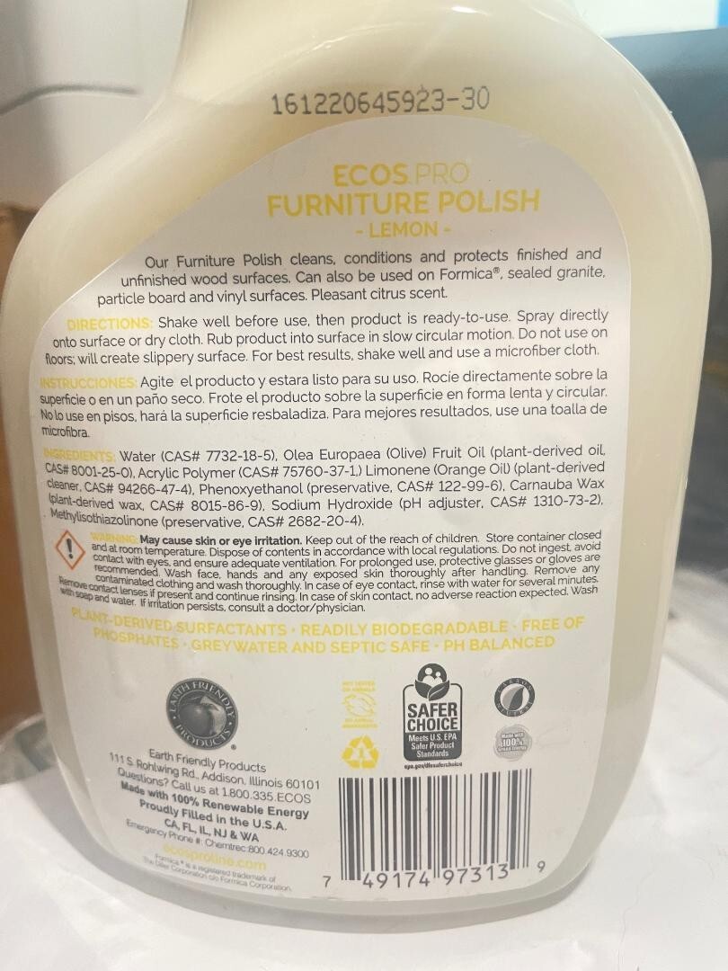 EcosPro Furniture Polish Lemon 32 oz EACH(Z27)