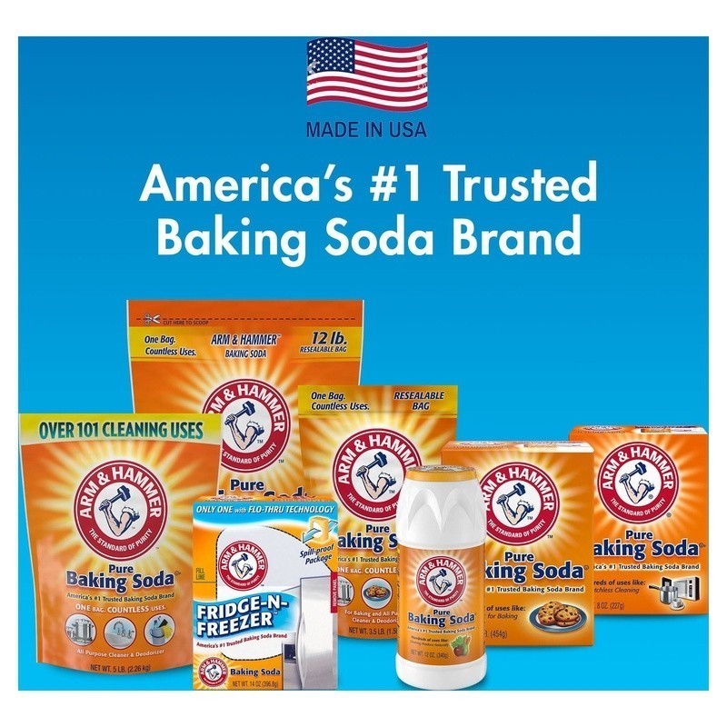 Baking Soda Fridge Freezer Odor Absorber Flo-Thru Technology Fresh Food 14oz New