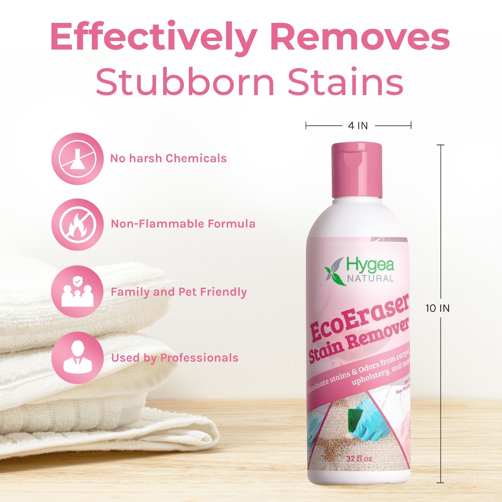 Hygea Natural EcoEraser, Stain and Odor remover 32oz, Non Toxic Ingredients