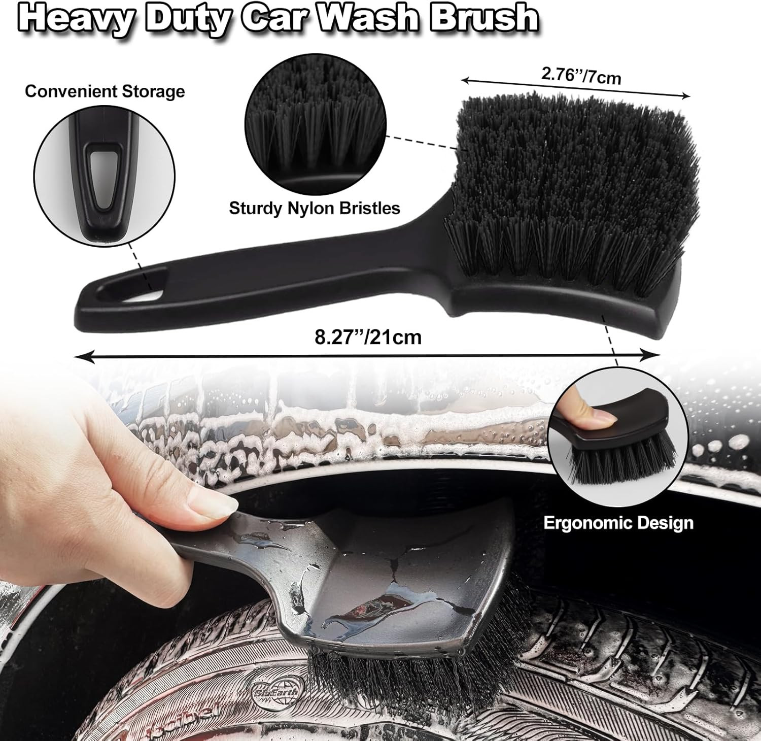 7Pcs Car Wheel Brush Kit, Tire Brush, Wheel Cleaner Brush, Soft-Bristled Rim Cle