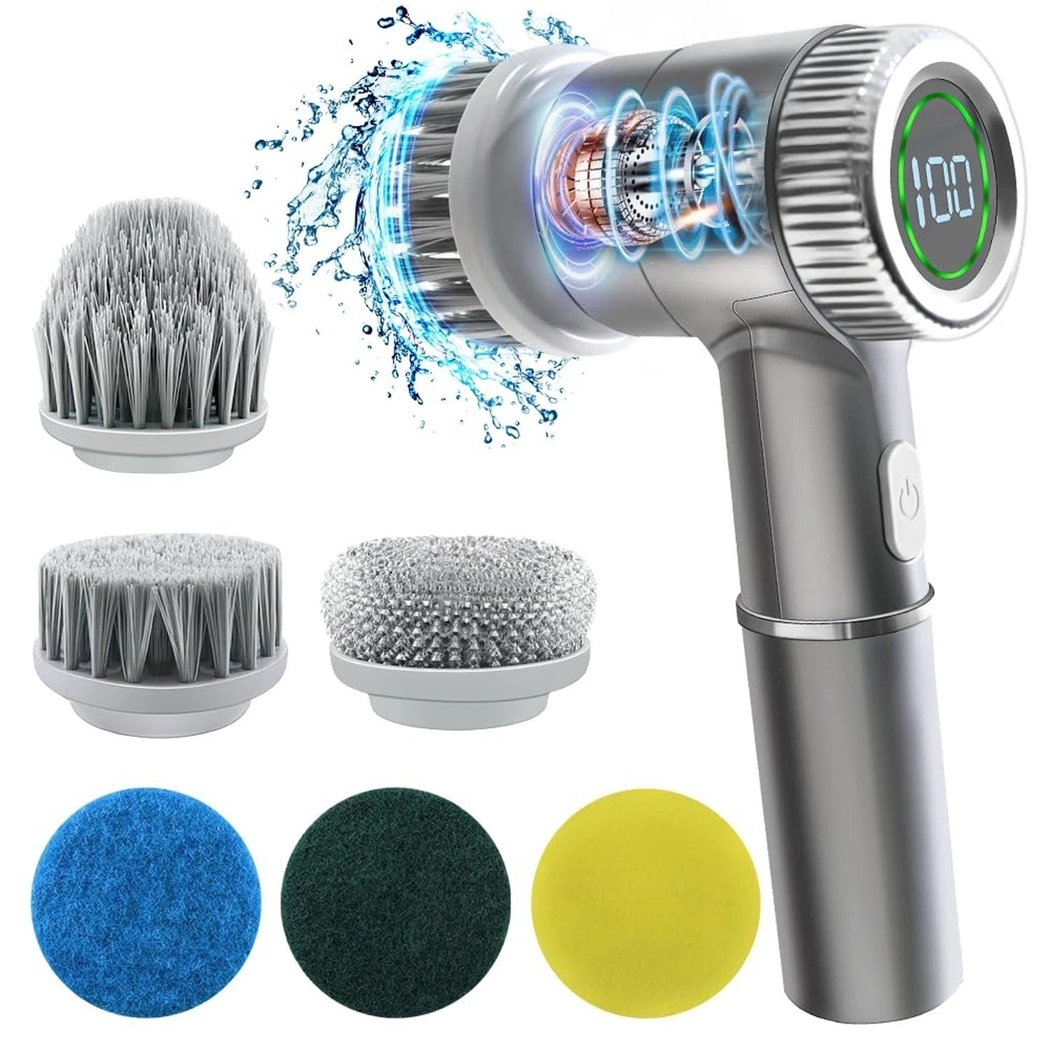 2024 5 Heads Electric Handheld Cordless Rechargeable Spinning Power Scrubber US