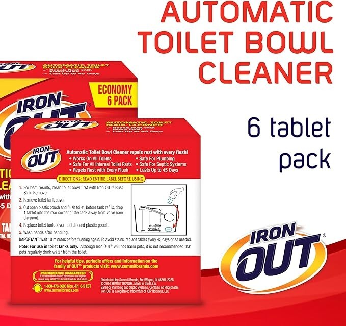 Iron OUT Automatic Toilet Bowl Cleaner, Toilet Cleaner, Pack of 1, 6 Tablets,