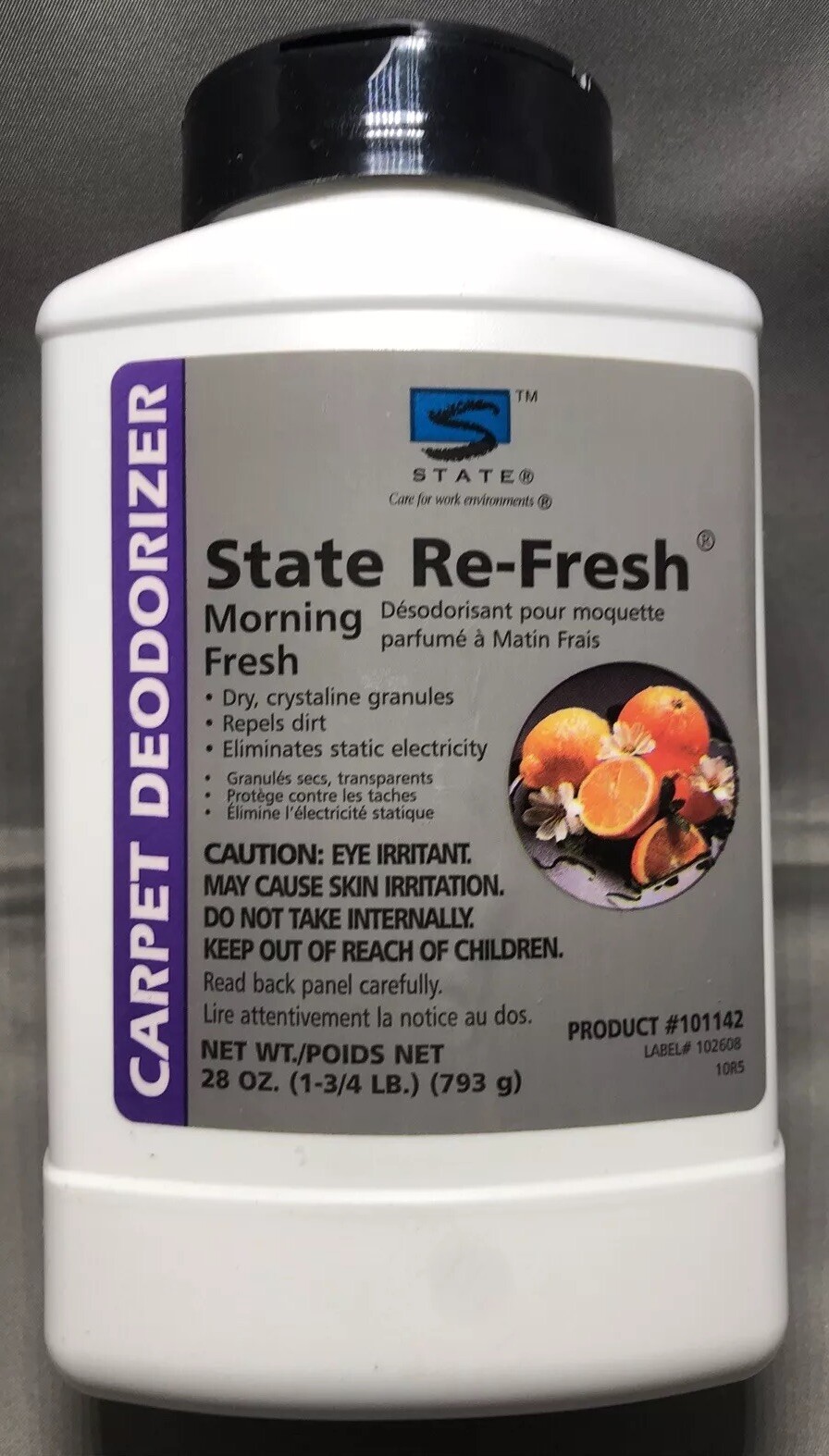 Industrial carpet cleaning deodorizer 28oz Morning Fresh Scent, State Re-Fresh.