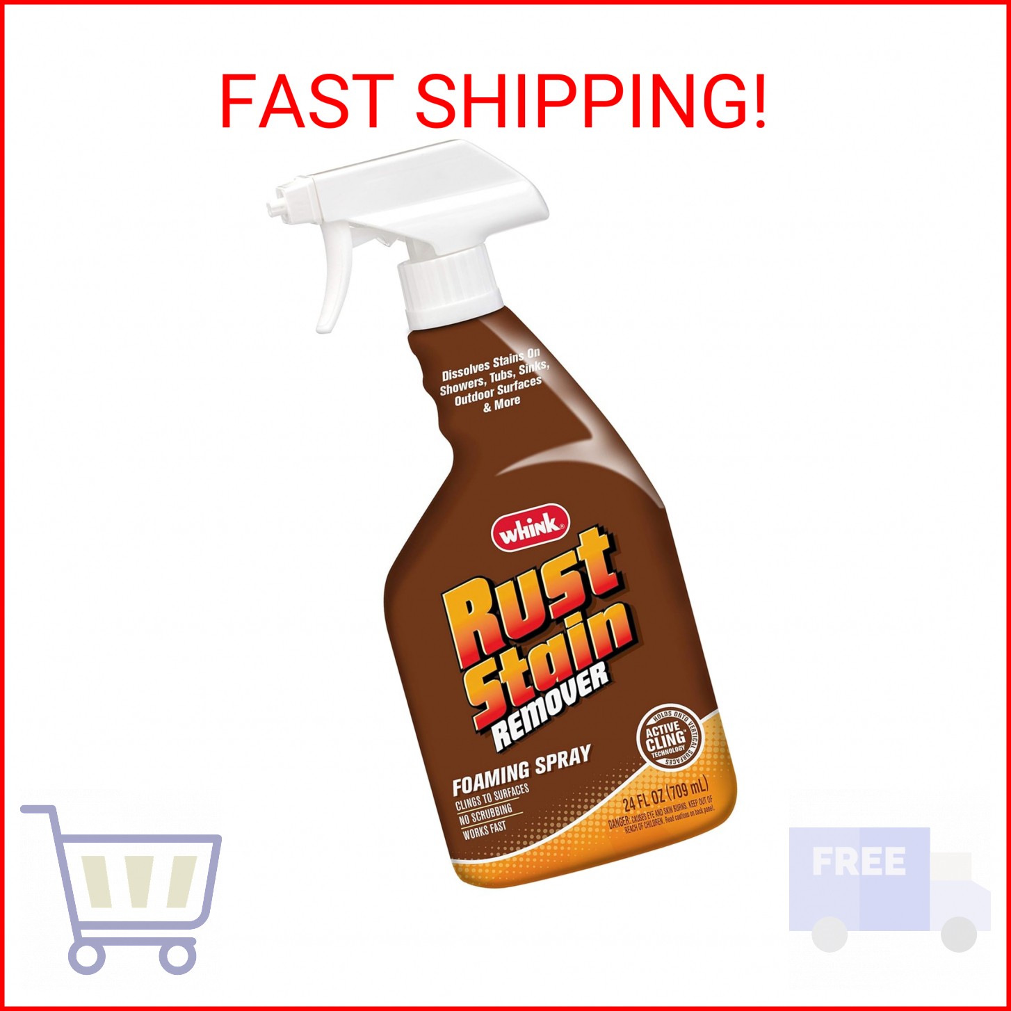 Rust-Oleum Whink Rust Stain Remover | Heavy-Duty Iron Stain Remover Foaming Spra
