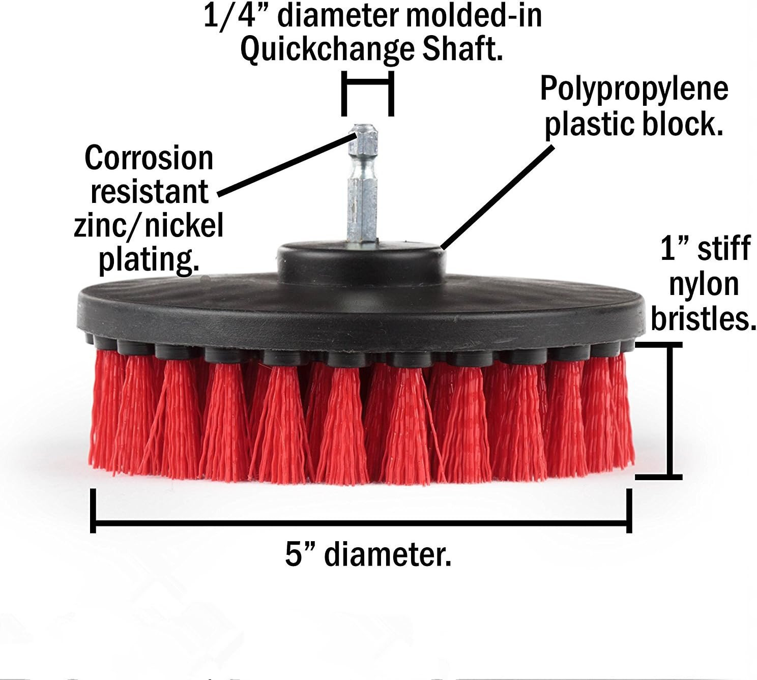 5In 3 Piece Soft, Medium and Stiff Power Scrubbing Brush Drill Attachment for Cl