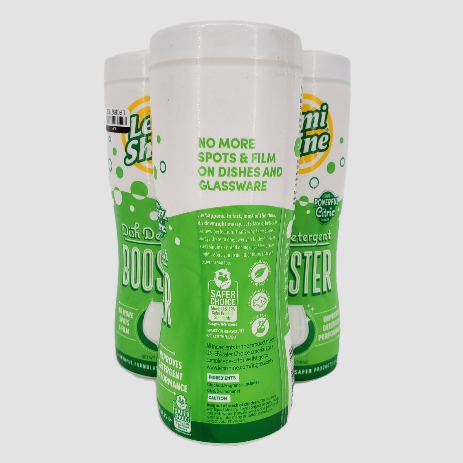 Lemi Shine Dish Detergent Booster 12oz Hard Water Spot Remover 3 Pk Citric Acid