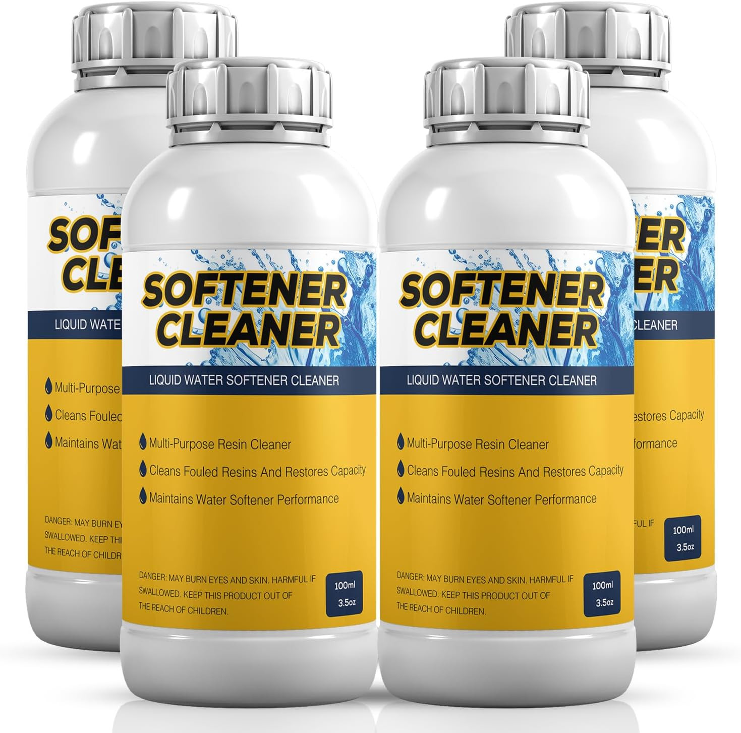 4-Pack Liquid Water Softener Cleaner, Water Softener Cleaner Solution Universal