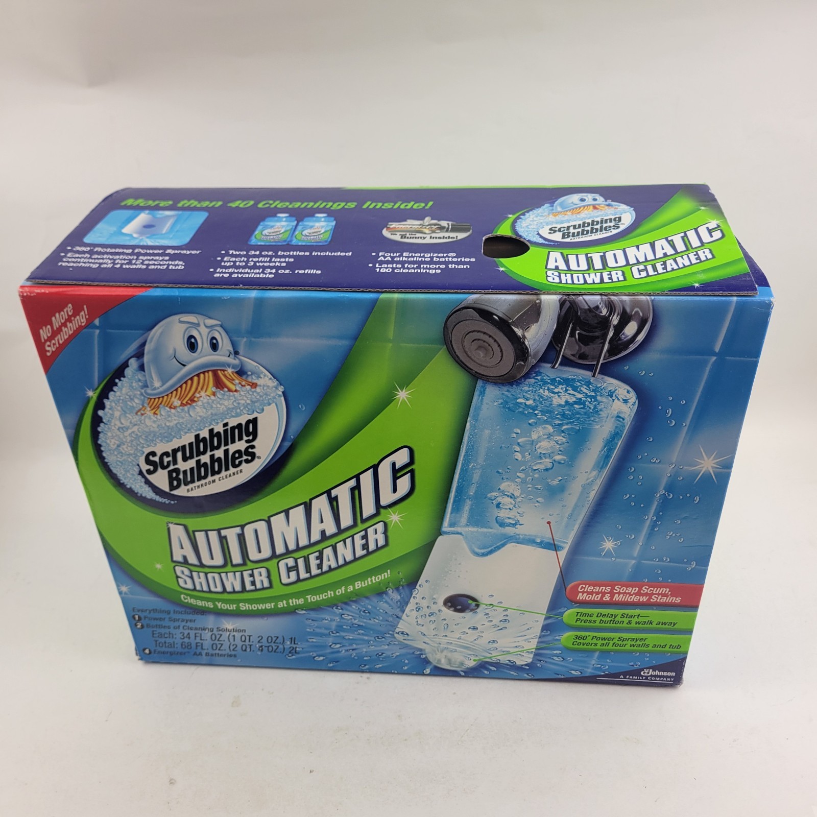 Scrubbing Bubbles Automatic Shower Cleaner Kit With 2 Bottle Solution New Sealed
