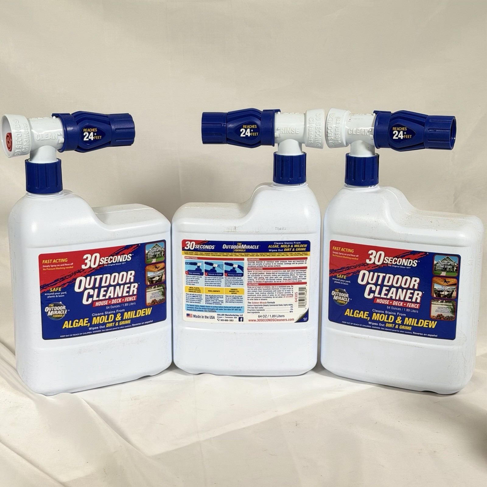 3 Pack Outdoor Cleaner Cleans Moss & Algae from House Vinyl Siding Deck LIQ040
