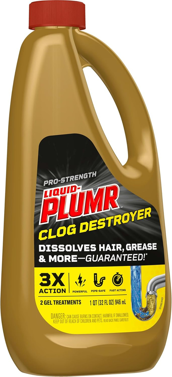 Liquid-Plumr Pro-Strength Clog Destroyer, Liquid Drain Cleaner, 32 Fluid Ounces