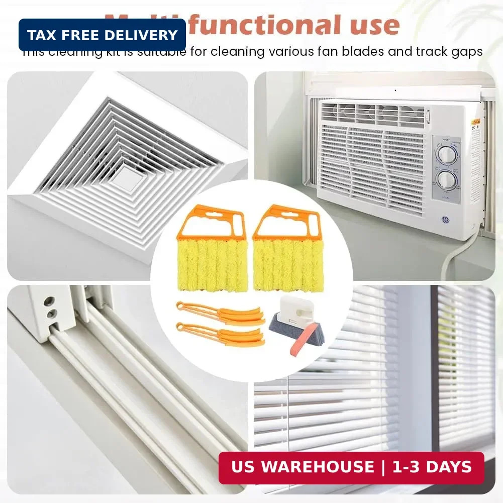 5Pcs Window Blind Cleaning Set, Washable 7 Fingers Duster Brush Dusting Cleaner
