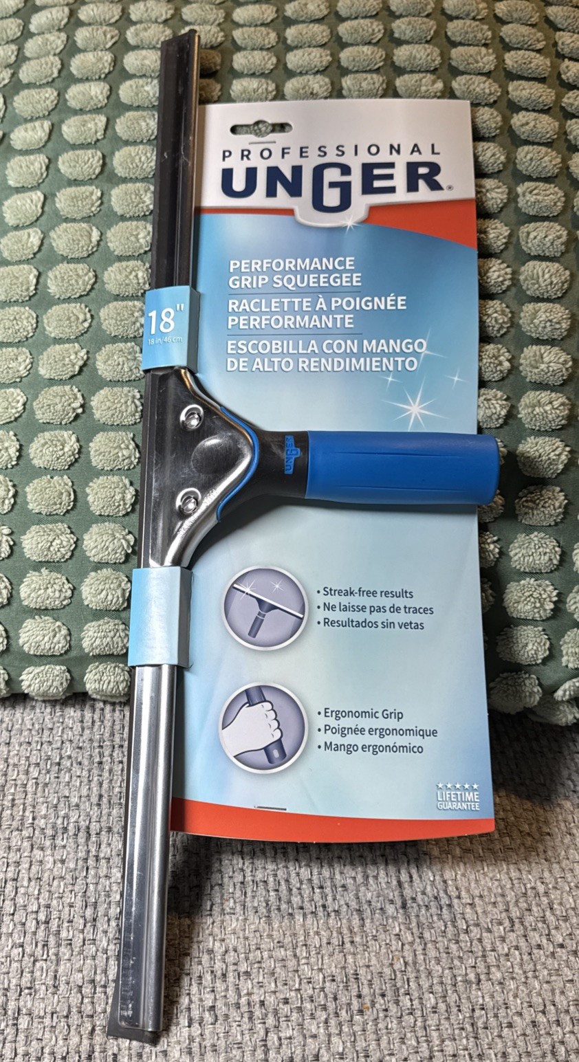 Unger Professional Performance Grip Squeegee 18″ Cleans Large Windows NEW 960140