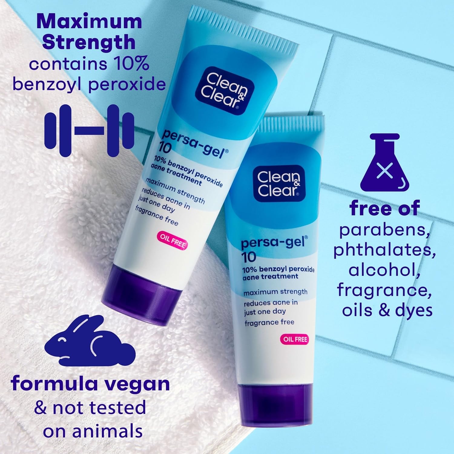 Persa-Gel 10 Oil-Free Acne Spot Treatment with Maximum Strength 10% Benzoyl Pero