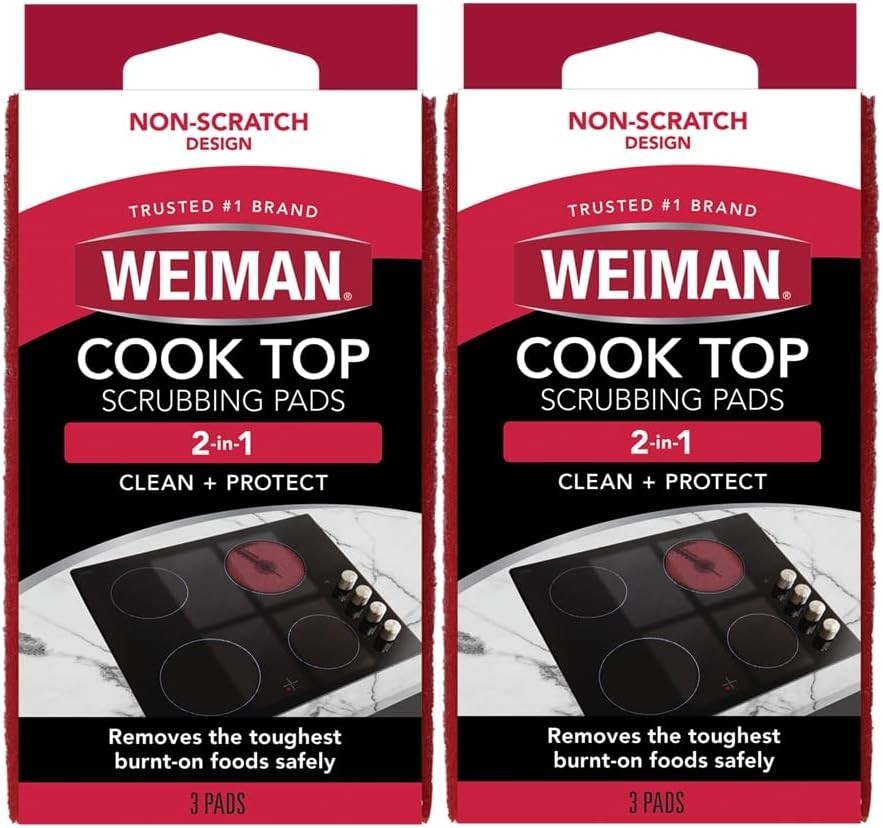 Weiman 3 Count Cook Top Scrubbing Pads – Safe Stain Remover for Porcelain