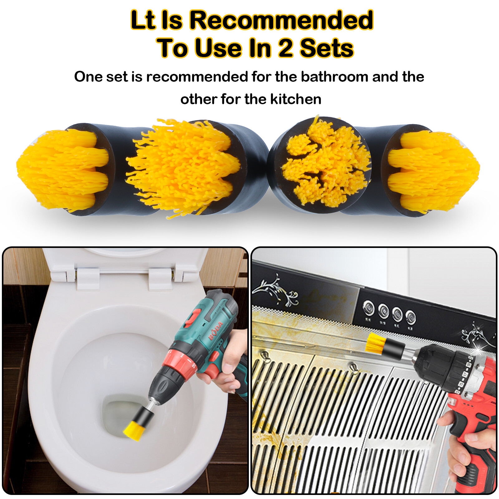 4Pcs Drill Brush Attachment Set Power Scrubber For Tile Grout Car Cleaning Kit