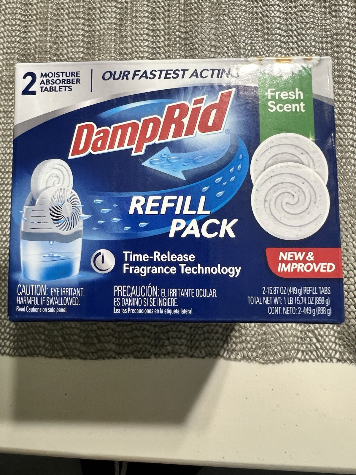 DampRid Moisture Absorber Drop-In Tablet Refill 2 Pack, Fresh Scent, 15.8 Oz.