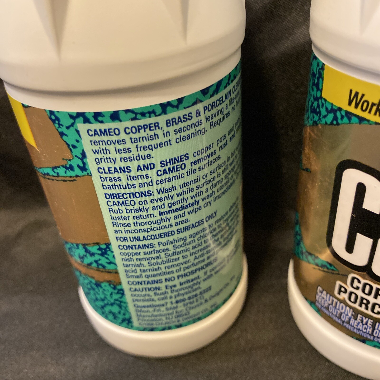Lot Of 2 Cameo Copper Brass Porcelain Powder Cleaner 10 oz each Discontinued