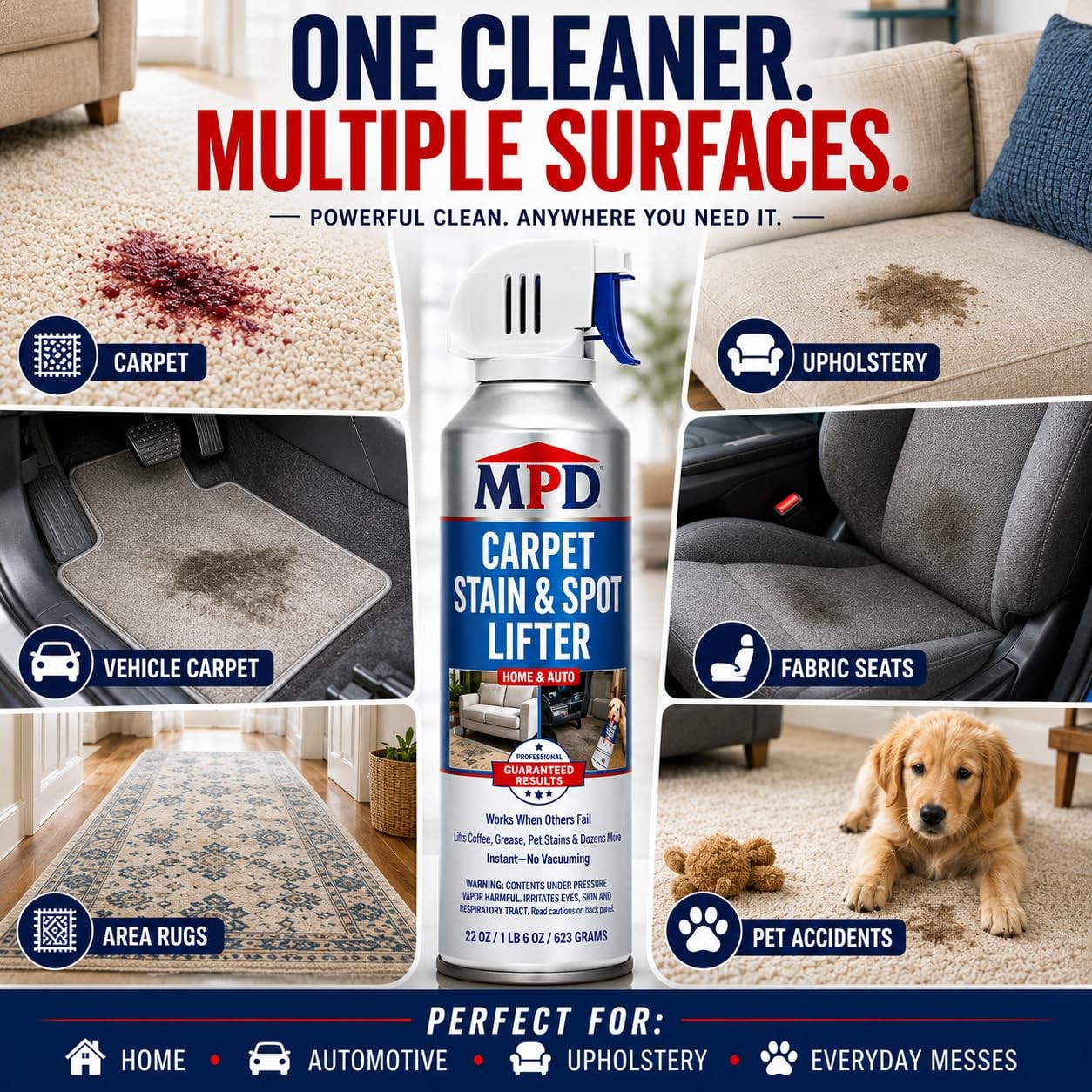 PRO Professional Carpet & Upholstery Stain Remover – Fast-Acting Spot Cleaner…