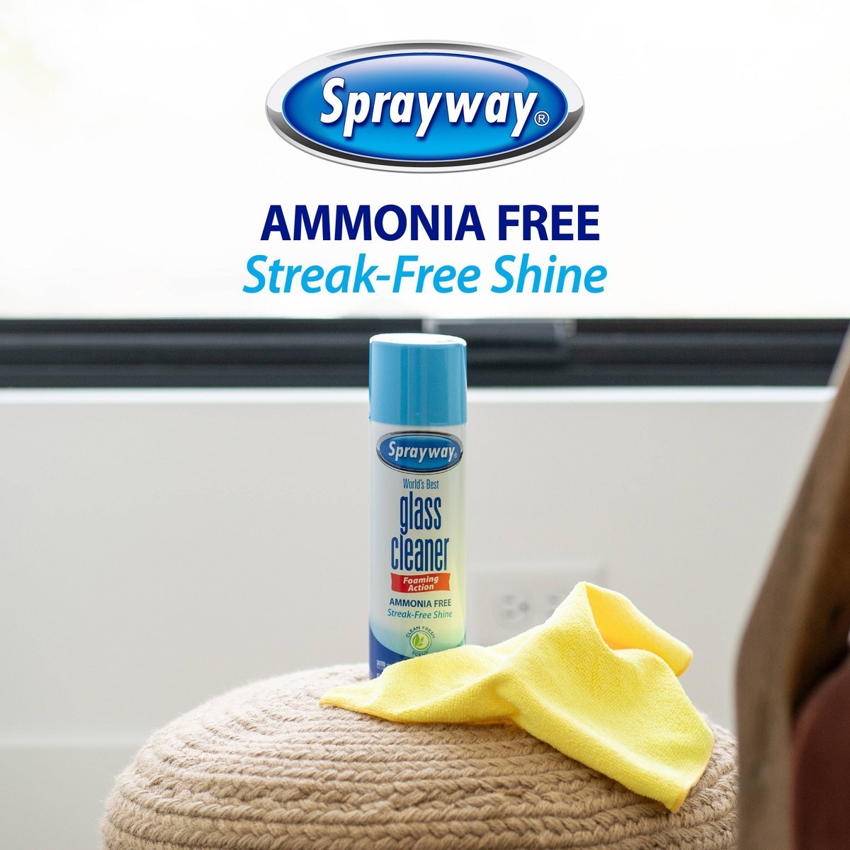 Glass Cleaner Ammonia Free Aerosol-19oz:Fresh Scent,Windows&Mirrors, Streak-Free