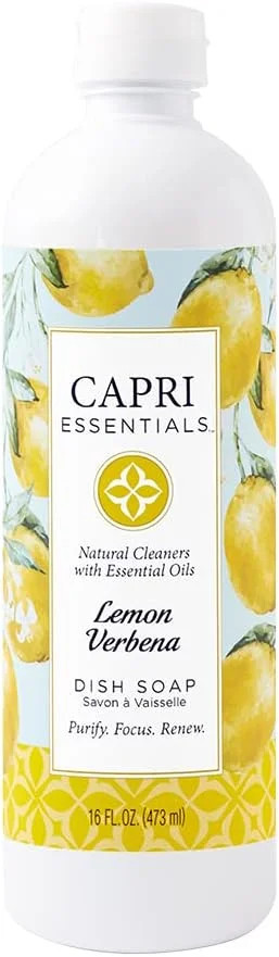 CAPRI ESSENTIALS Dish Soap Liquid, Natural Household Cleaning Supplies, Plant Ba