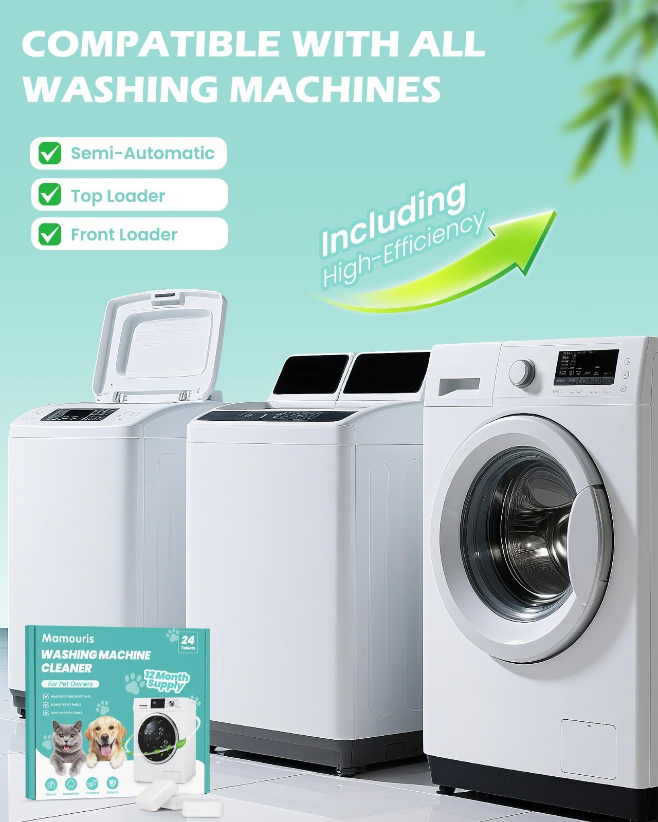 Washing Machine Cleaner Tablets: 24 Pack Deep Cleaning For HE, Front Loader