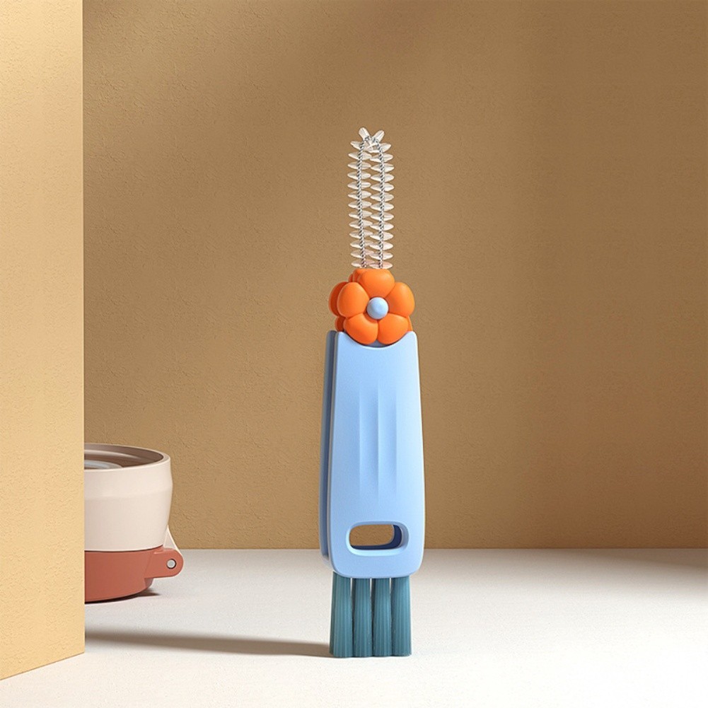 Easy grip portable crevice brush for bottles cups and other narrow spaces