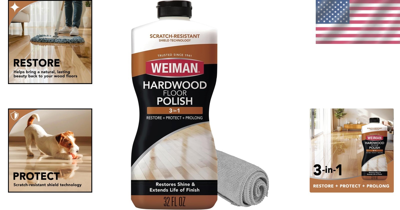 Scratch-Resistant Wood Floor Polish 32oz – Natural Shine