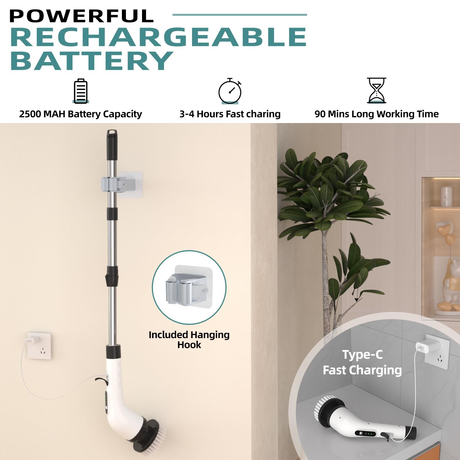 Electric Spin Scrubber for Cleaning, 9 in 1 Changeable Bathroom Scrubber with…
