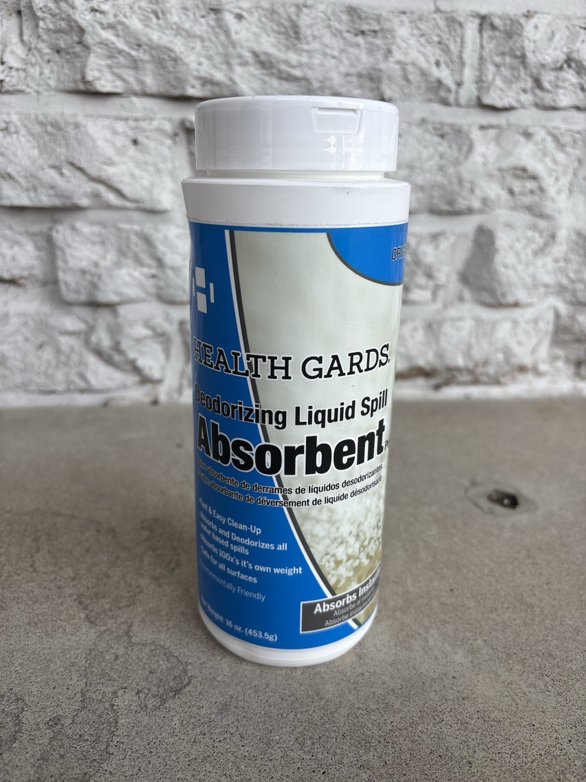 Health Gards Spill Absorbent & Deodorizer Powder 16 oz (453.5g) Fast Clean-Up