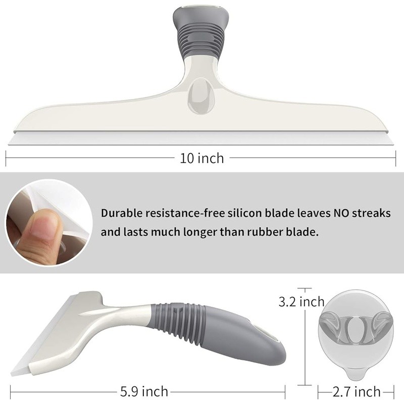 Ergonomic Shower Squeegee Streak Free Silicone Blade Durable Cleaning Tool New