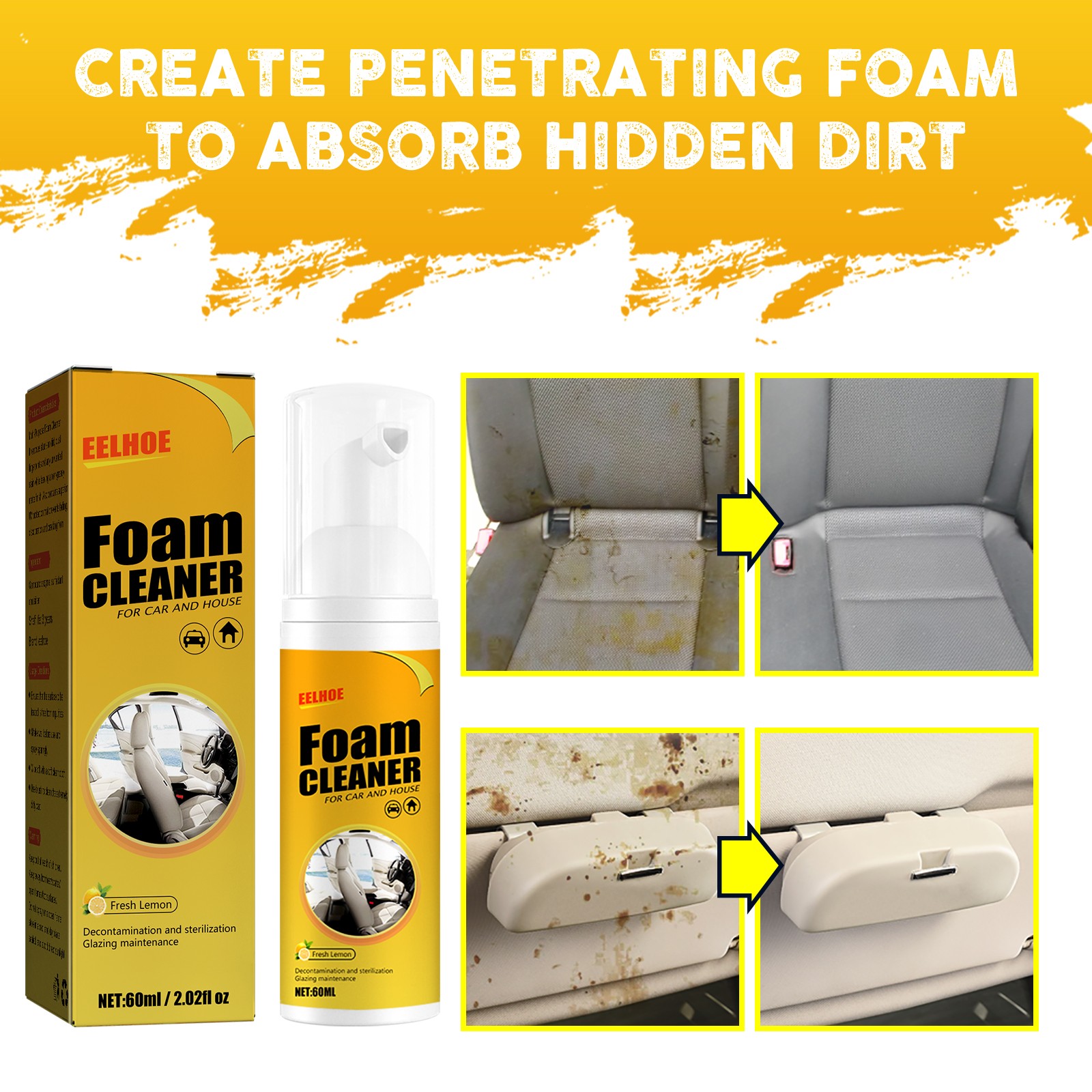 Car Steering Wheel Leather Foam Cleaner – Automotive Multipurpose Degreaser