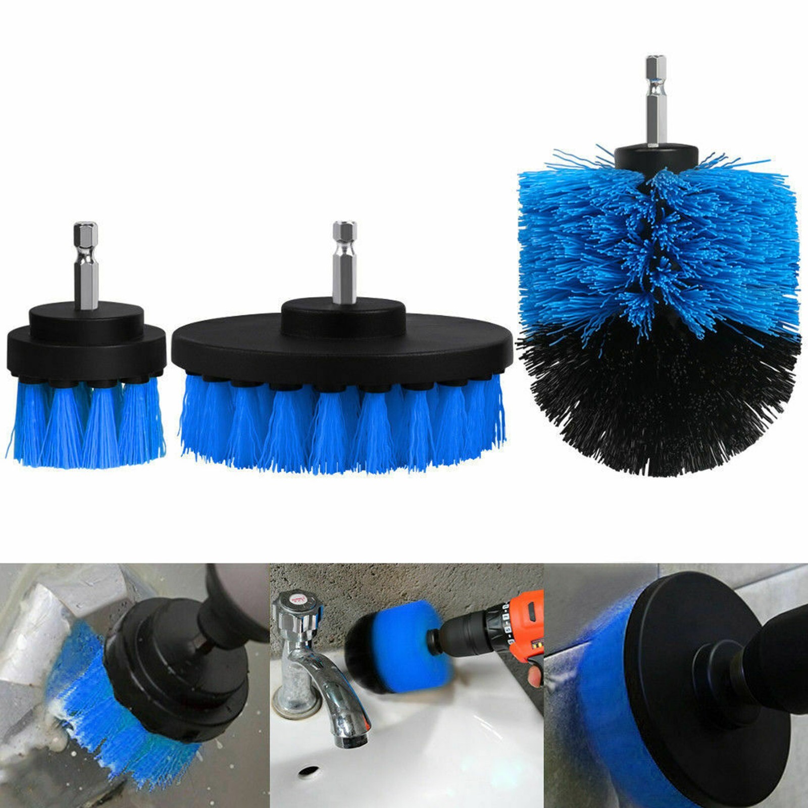 Drill Brushes Set 3Pcs Tile Grout Power Scrubber Cleaner Spin Tub Shower Wall