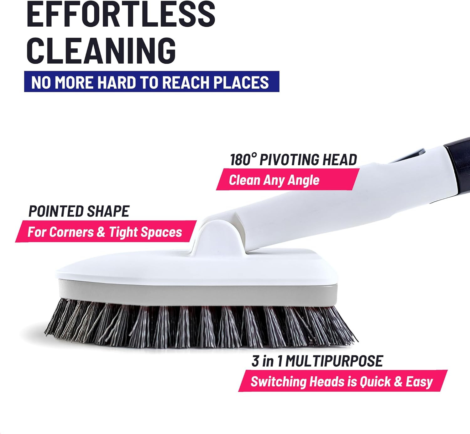 Shower Scrubber 3 in 1 Extendable Long Handle 58″ Cleaning Brush | Non-Scratch B