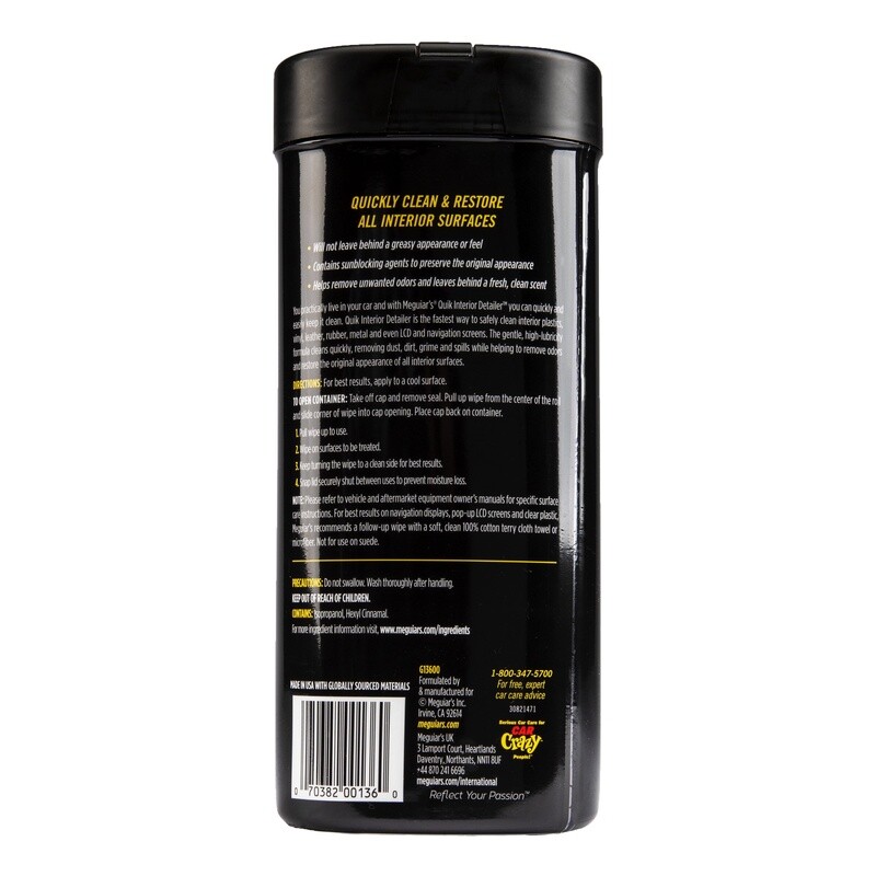 Interior Cleaner Wipes 30 Non-Linting Auto Detailer Surface Clean 4 Pack New