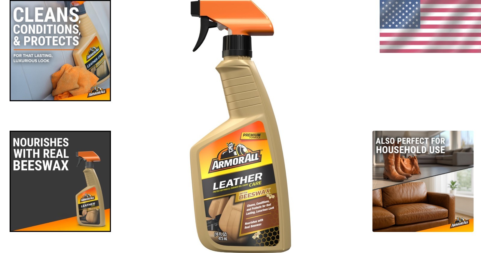 Car Leather Care Spray – 16 Oz Multi-Purpose Cleaner with Beeswax Protection