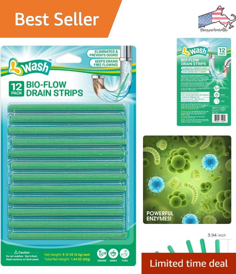 Drain Strips – 12 Strips | Natural Enzymes for Odor Removal & Drain Cleaning