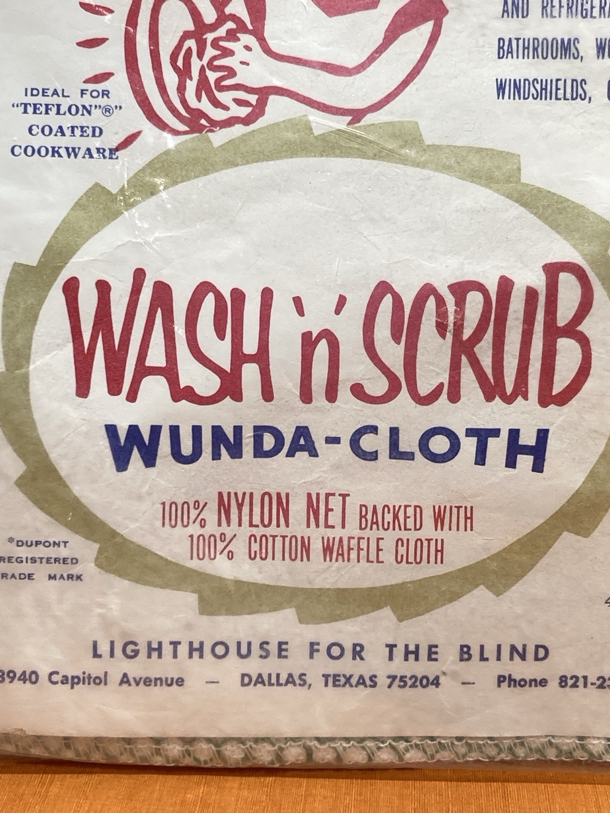 Vintage Wash N Scrub Wunda Cloth Nylon Net Backed W/Cotton Waffle OK for Teflon