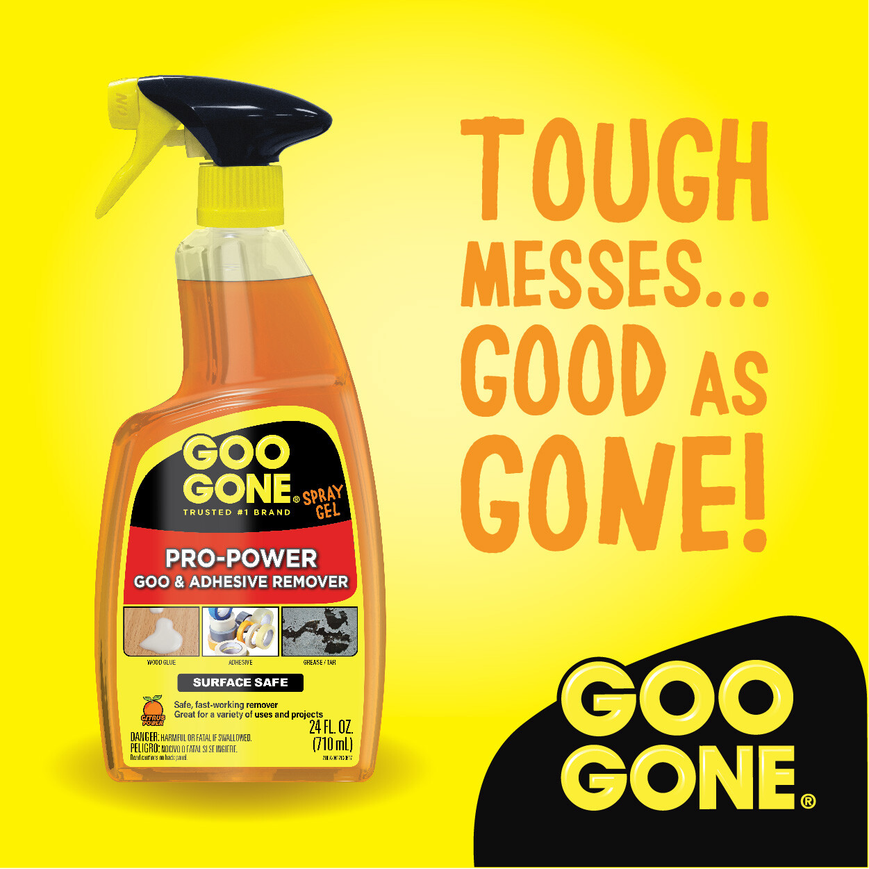 GOO GONE ~ PRO-POWER Adhesive Glue Wet Paint Grease Oil Ink Remover 24oz Spray