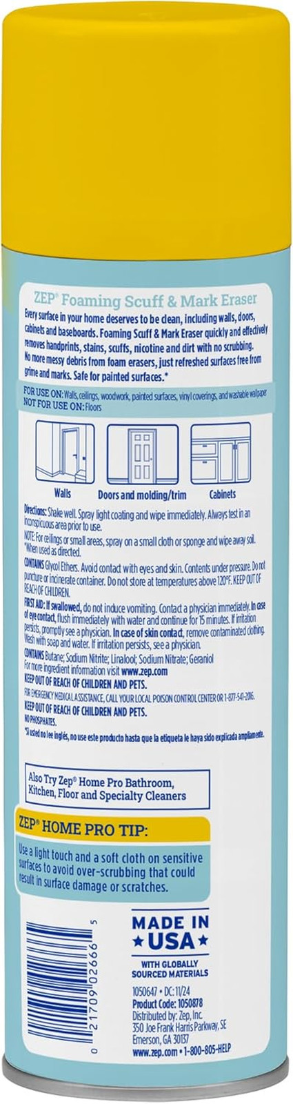 Home Pro Foaming Scuff & Mark Eraser, Paint Safe Surface Cleaner, 18 Oz, for Doo
