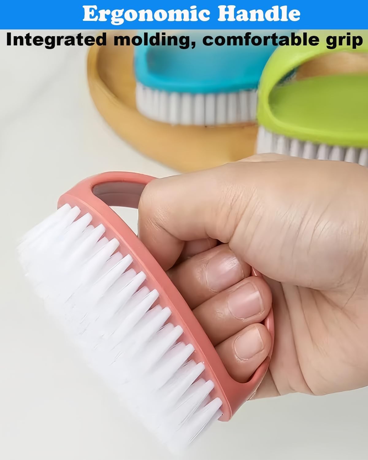 Brush for Cleaning – 4 Pack Scrubbing Brushes with Stiff Nylon Bristles Heavy