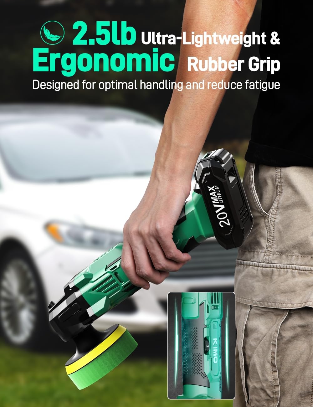 20V Cordless Buffer Polisher Kit, 25Pcs Polishing Kit, 6 Speeds to 6000RPM Co…