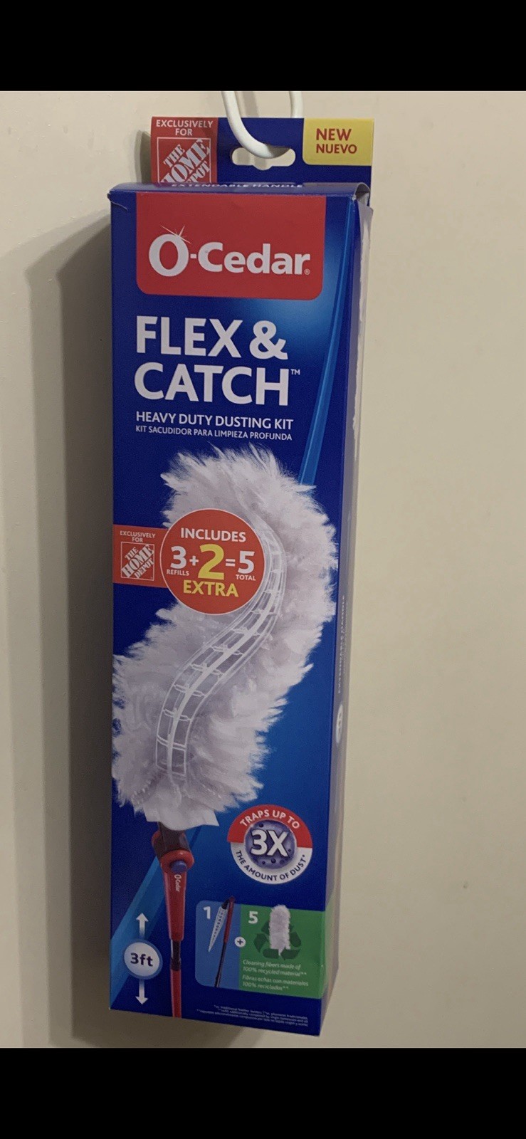 O-Cedar Flex&Catch Heavy Duty Dusting Kit Extendable Handle 5 Refill Multi angle