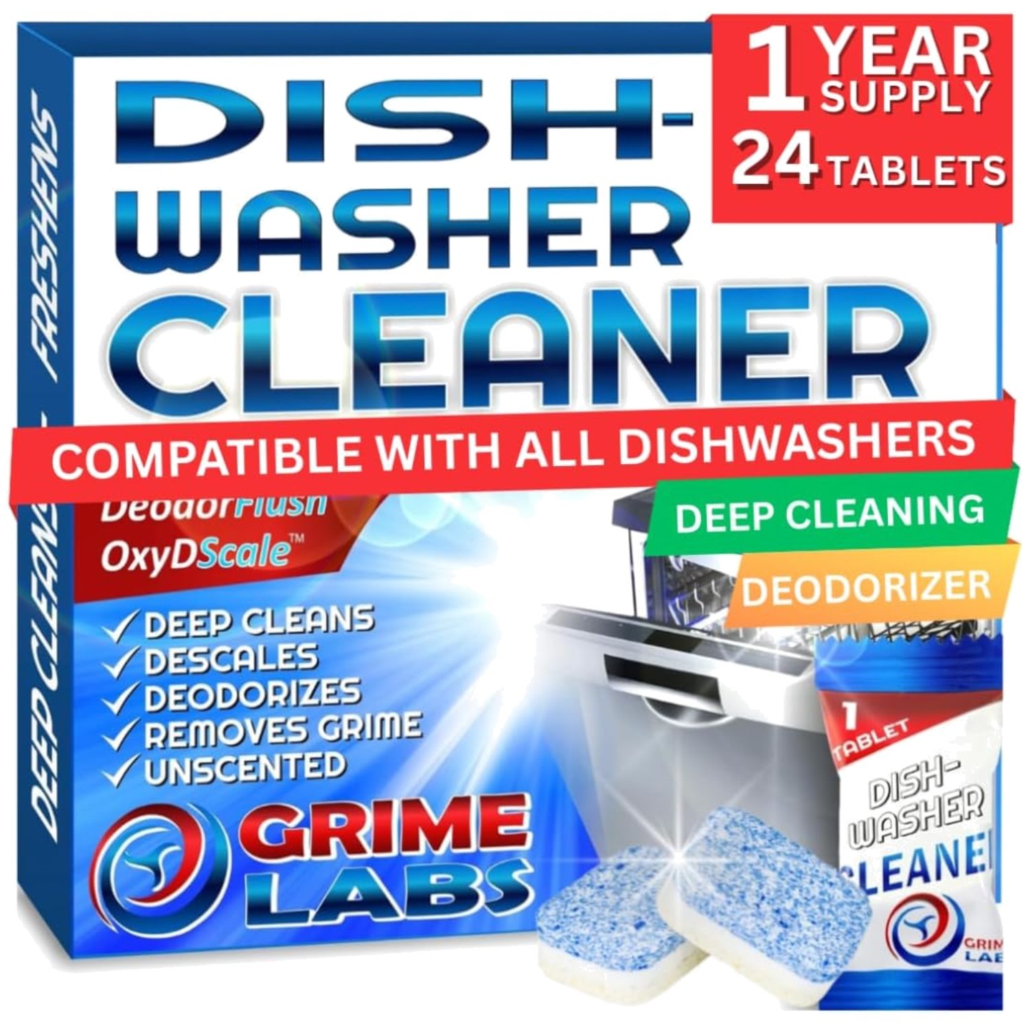 Dishwasher Cleaner Pods, 24 Pack