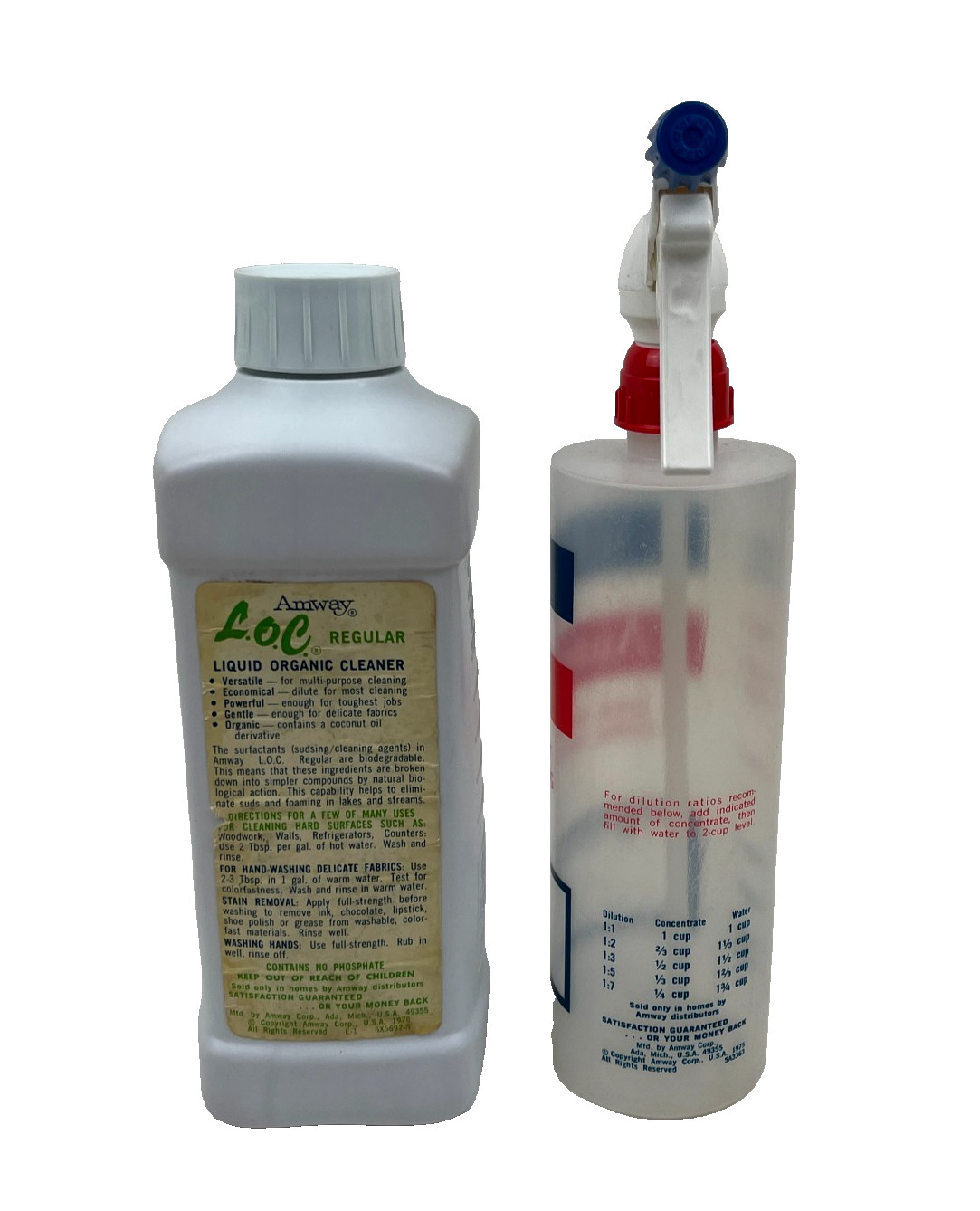 VTG AMWAY Multi Purpose Liquid Organic Cleaner L.O.C 32 Oz w/Spray Bottle 1976